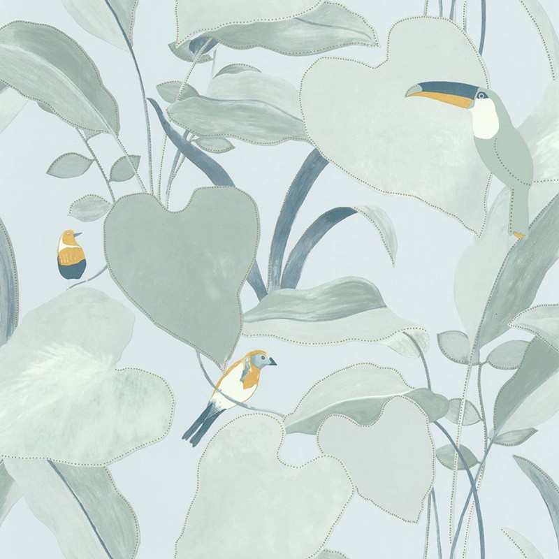 Papel pintado pdwall Botanica Wallpaper Hojas y Pájaros 01101427121