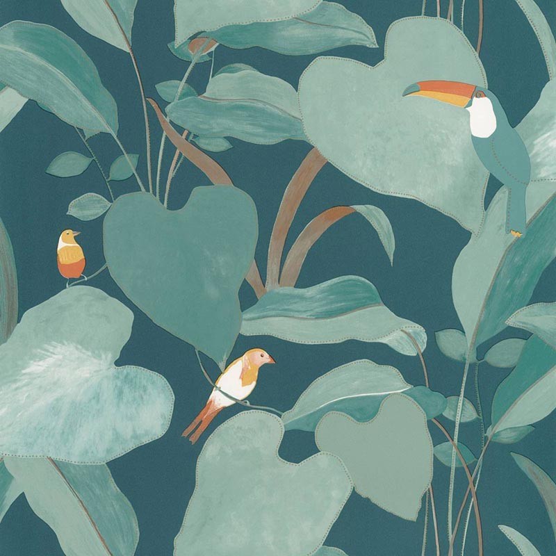 Papel pintado pdwall Botanica Wallpaper Hojas y Pájaros 01101426803